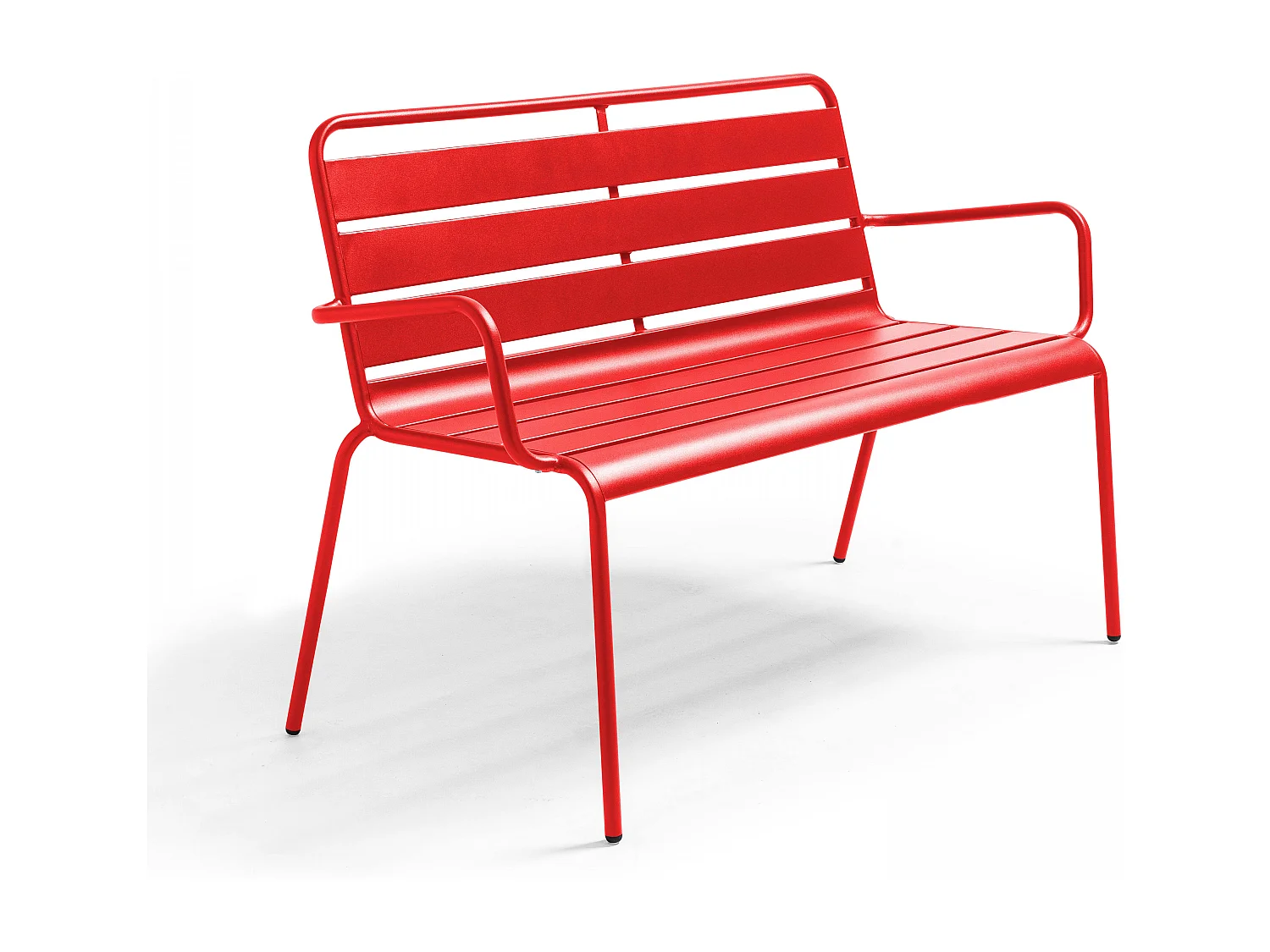 Banc de jardin en métal rouge - Palavas