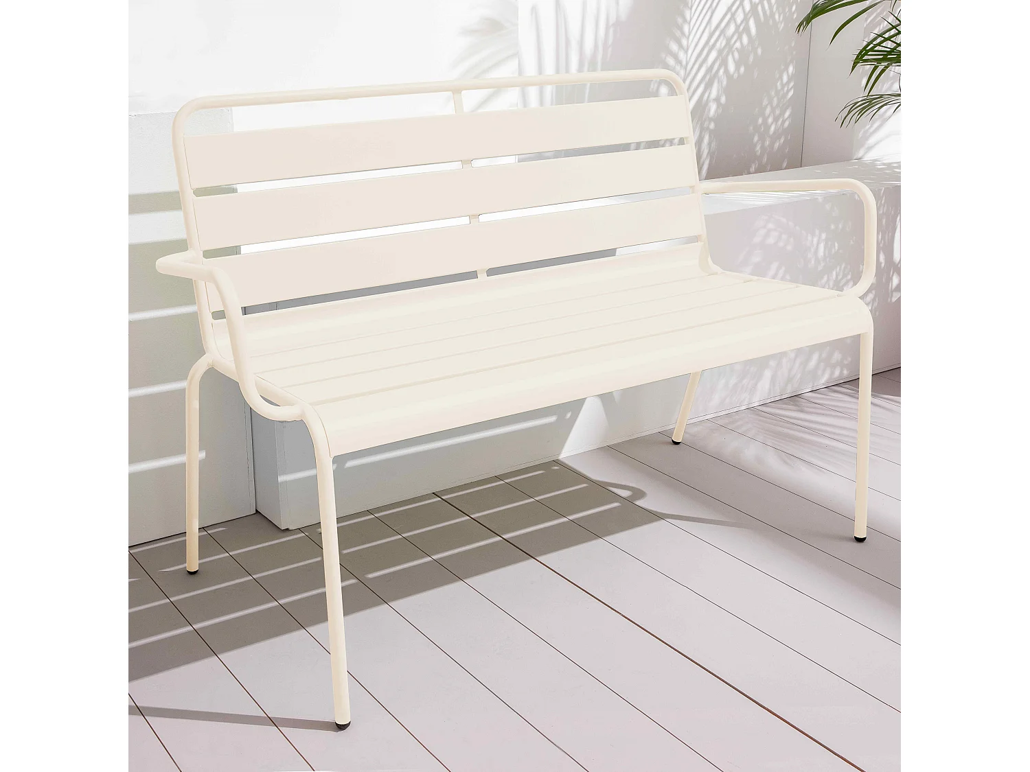 Banc de jardin en métal ivoire - Palavas
