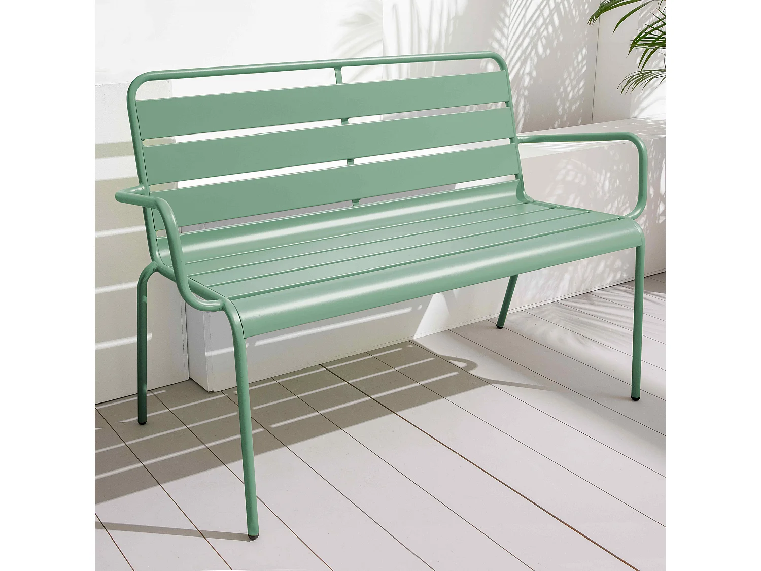 Banc de jardin en métal vert sauge - Palavas
