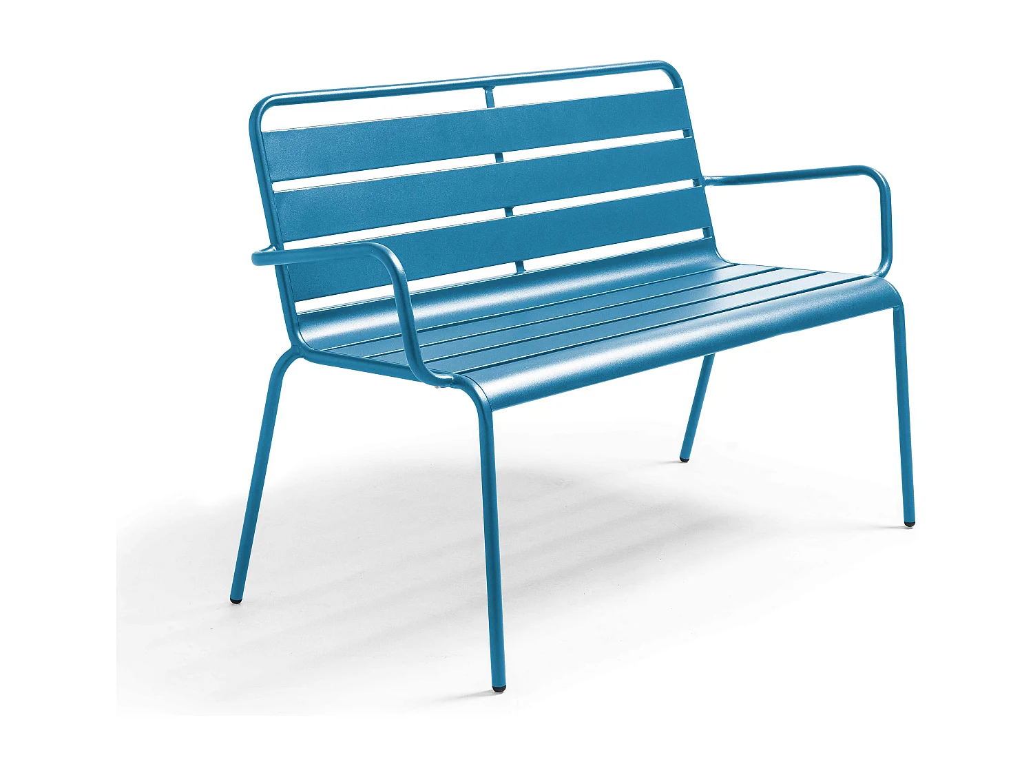 Banc de jardin en métal bleu pacific - Palavas