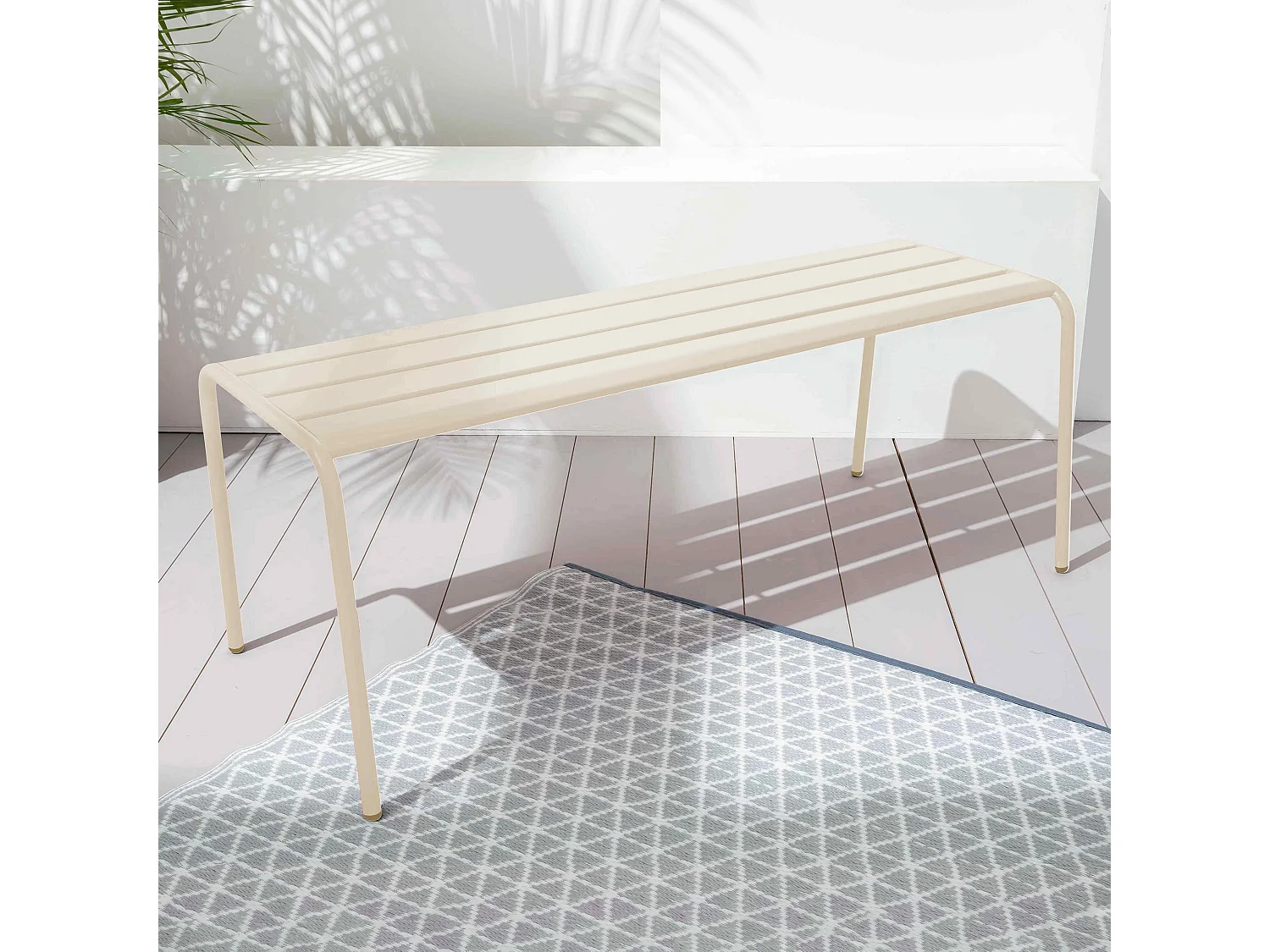 Banc de jardin en acier ivoire - Palavas