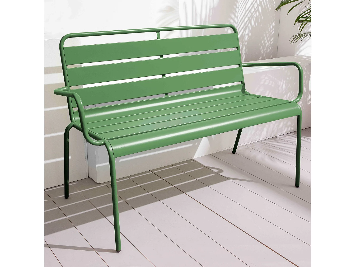 Banc de jardin en métal vert cactus - Palavas