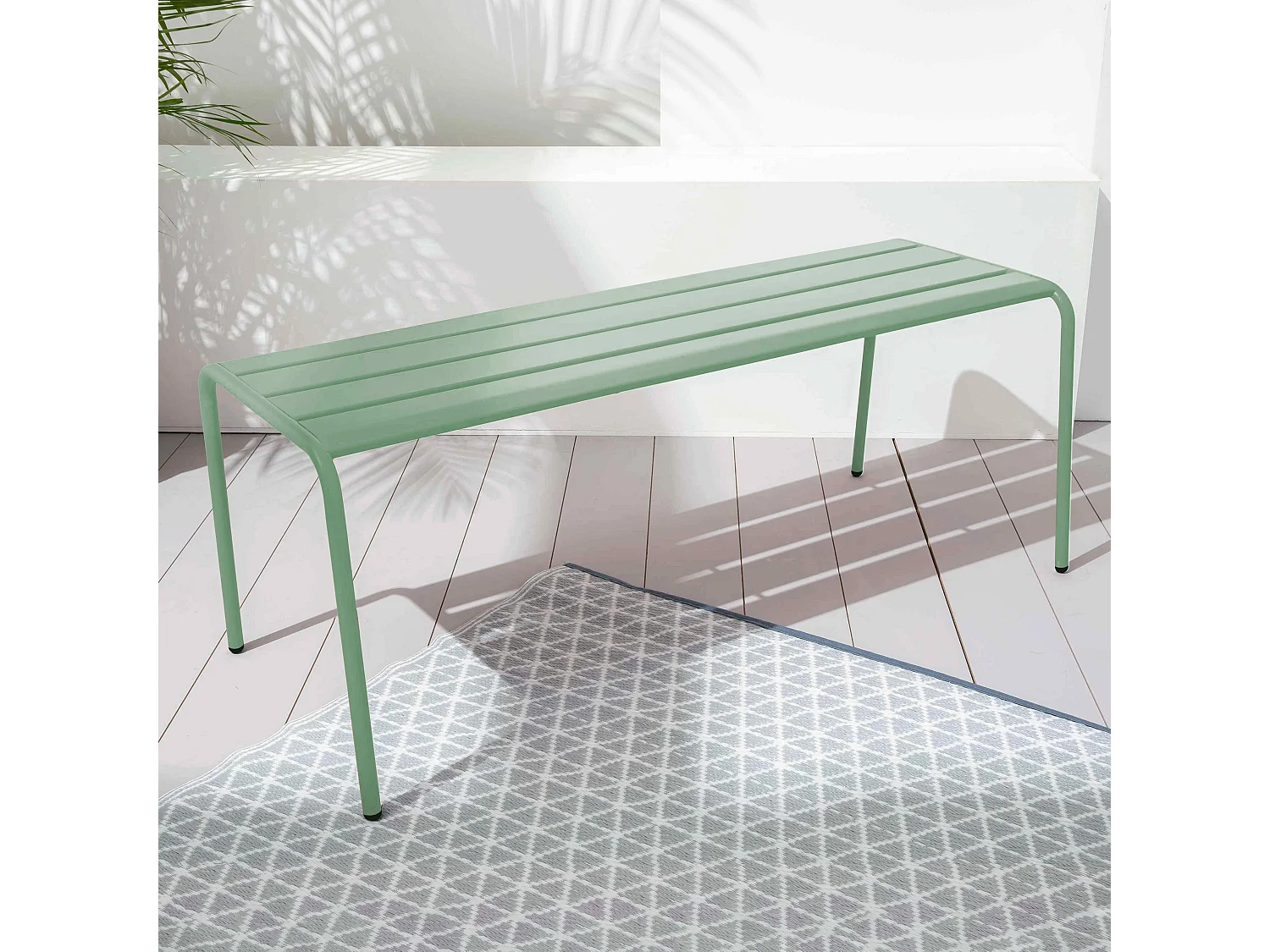 Banc de jardin en acier vert sauge - Palavas