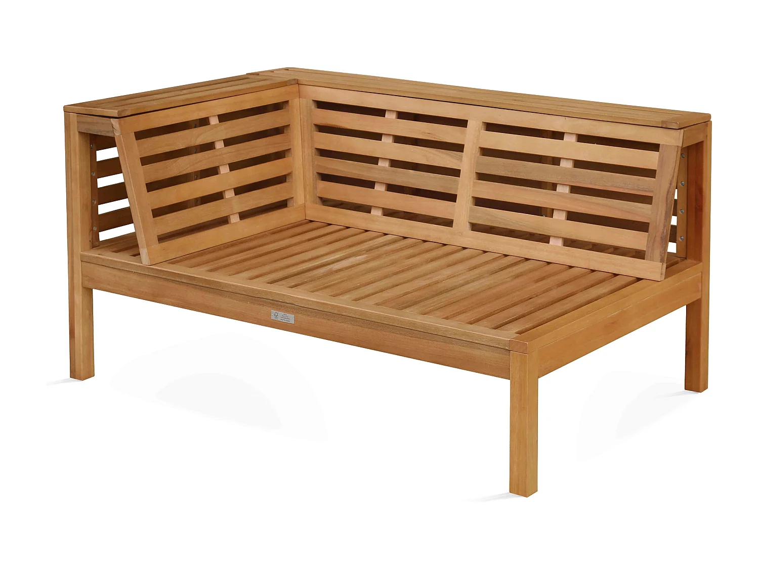 Canapé gauche de jardin bas en bois d'eucalyptus écru