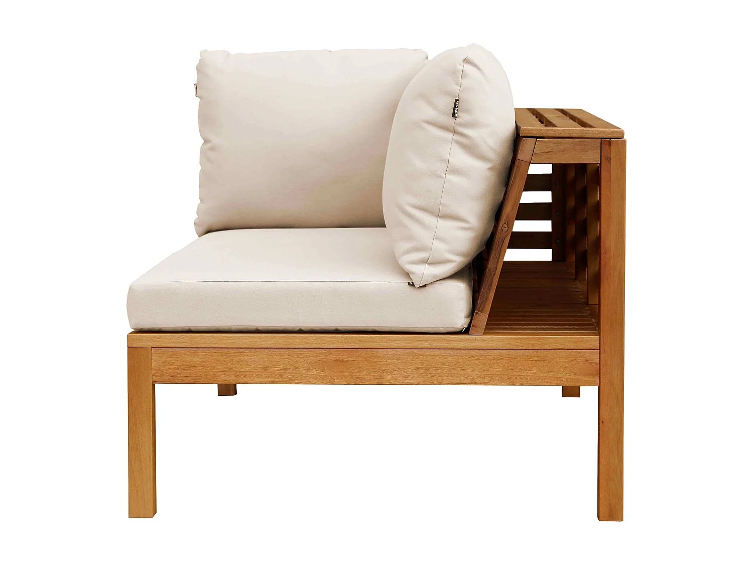 Canapé gauche de jardin bas en bois d'eucalyptus écru