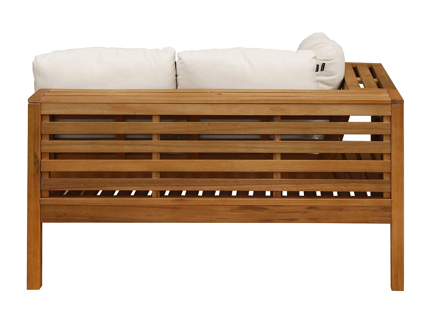 Canapé gauche de jardin bas en bois d'eucalyptus écru