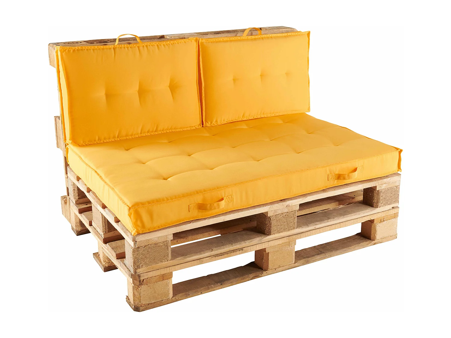 Pack salon de jardin palettes et cousinage jaune