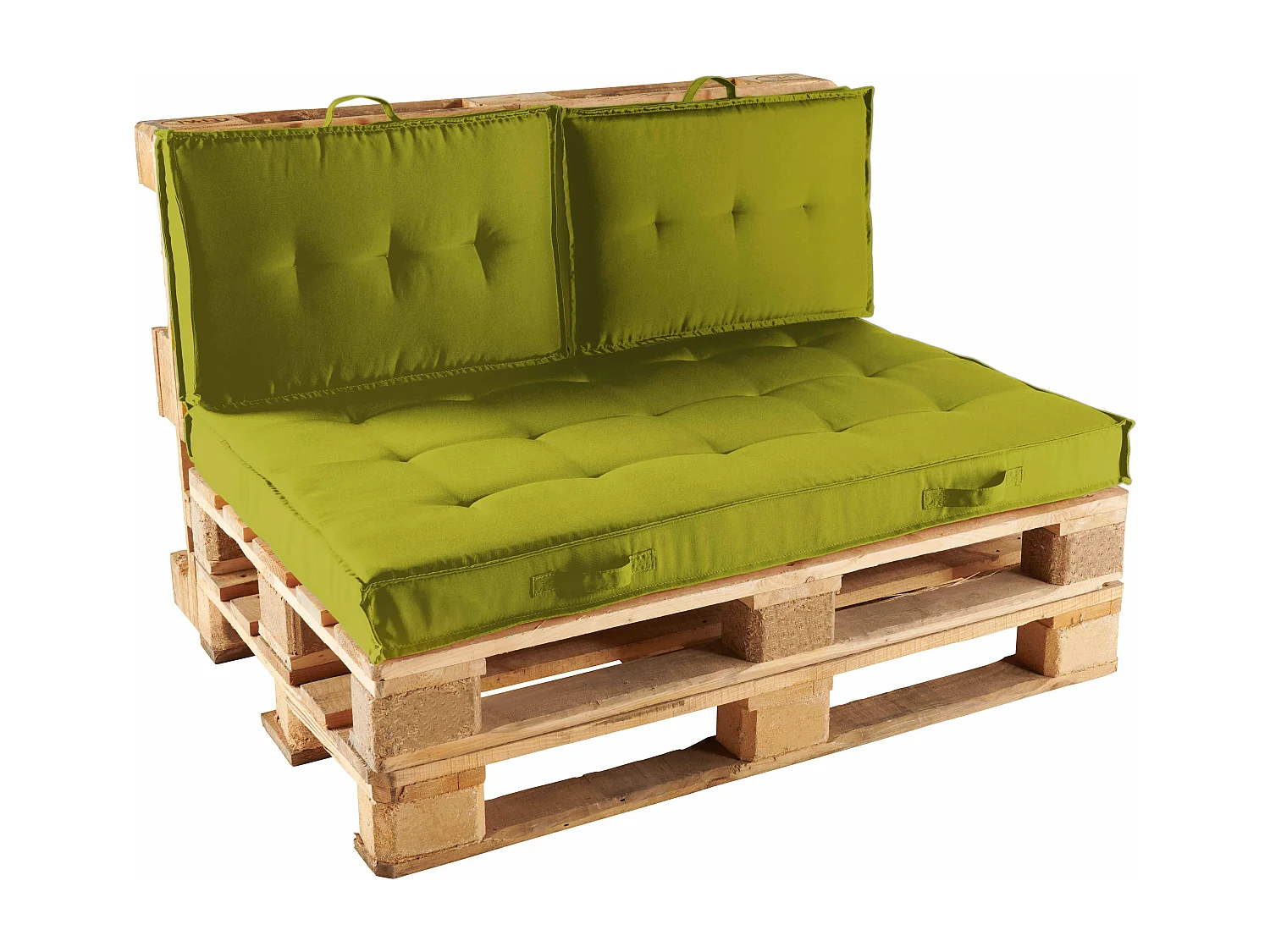 Pack salon de jardin palettes et cousinage vert kaki