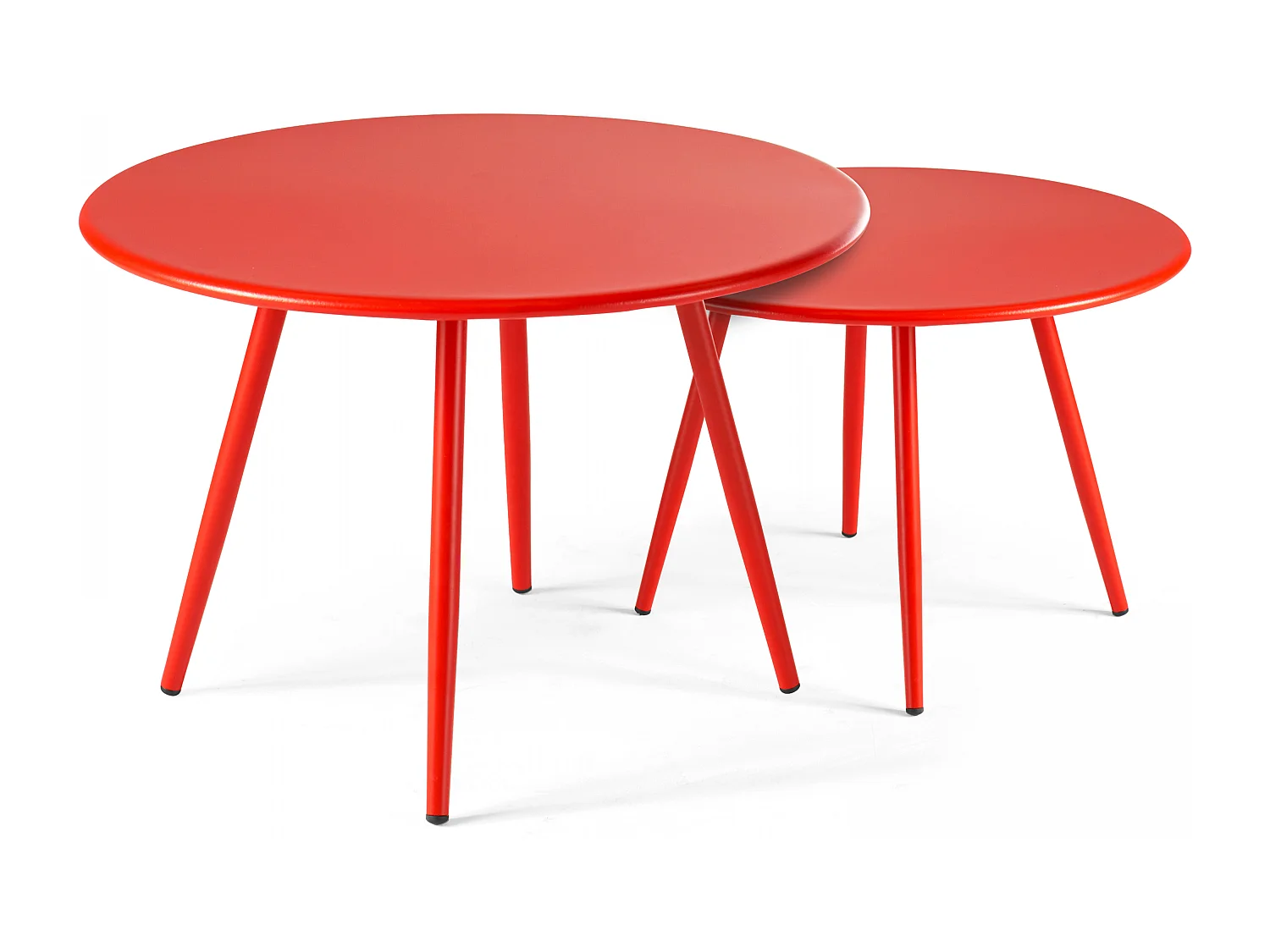 Table basse de jardin ronde en métal rouge 50 cm - Palavas
