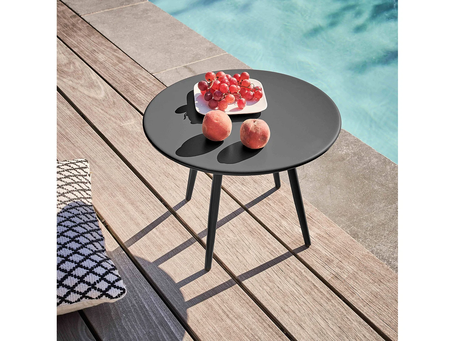 Ronde grijze antraciet tuin salontafel van 40 cm