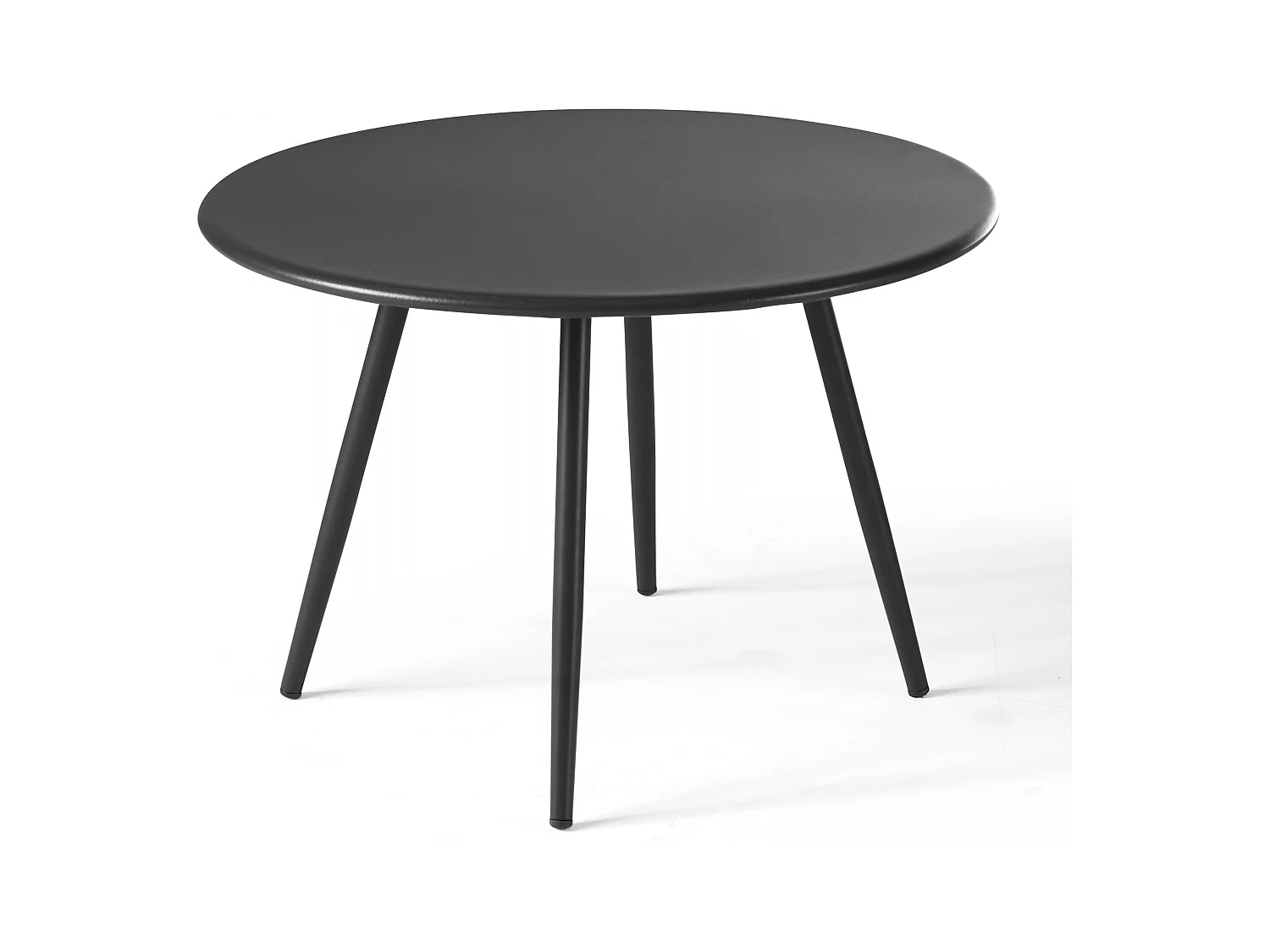 Table basse de jardin ronde en métal gris anthracite 40 cm - Palavas