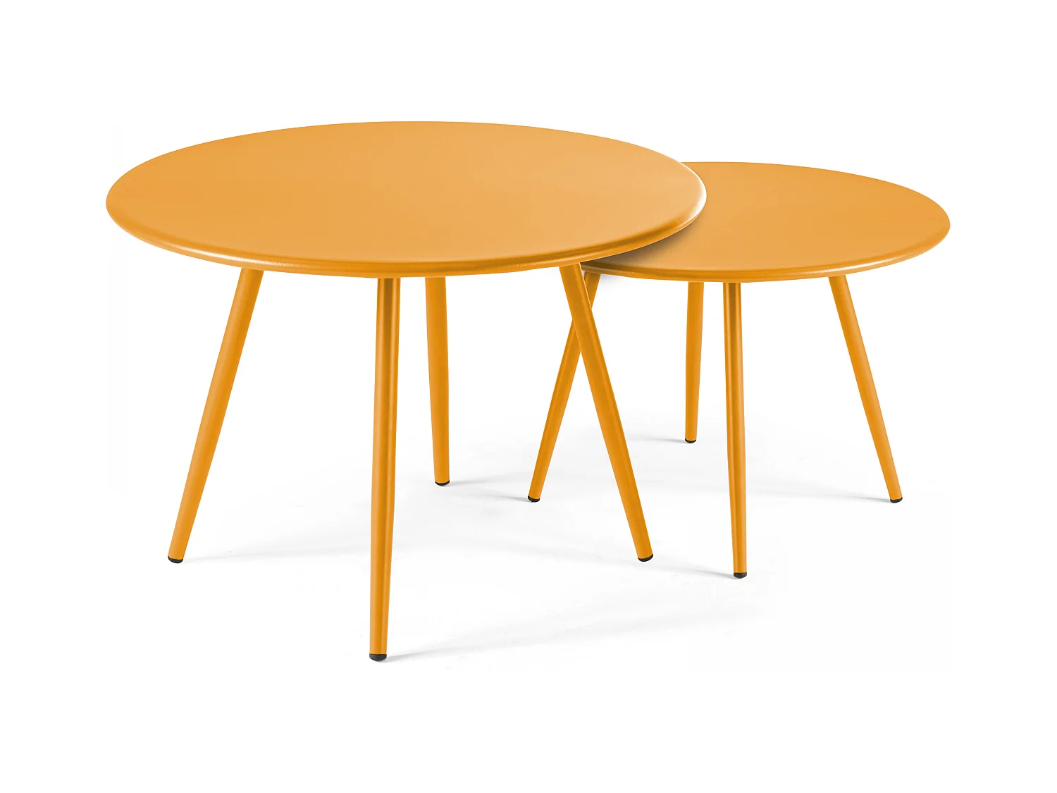 Lot de 2 tables basses de jardin en acier jaune - Palavas