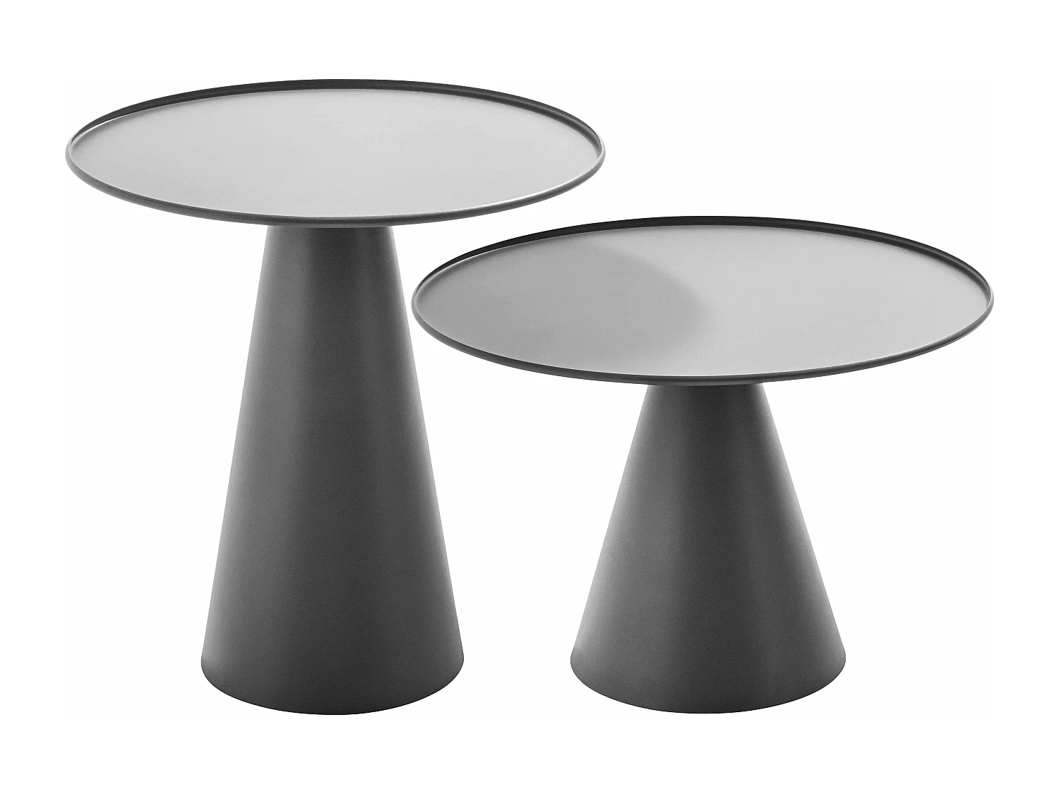 Lot de 2 tables basses de jardin rondes grises