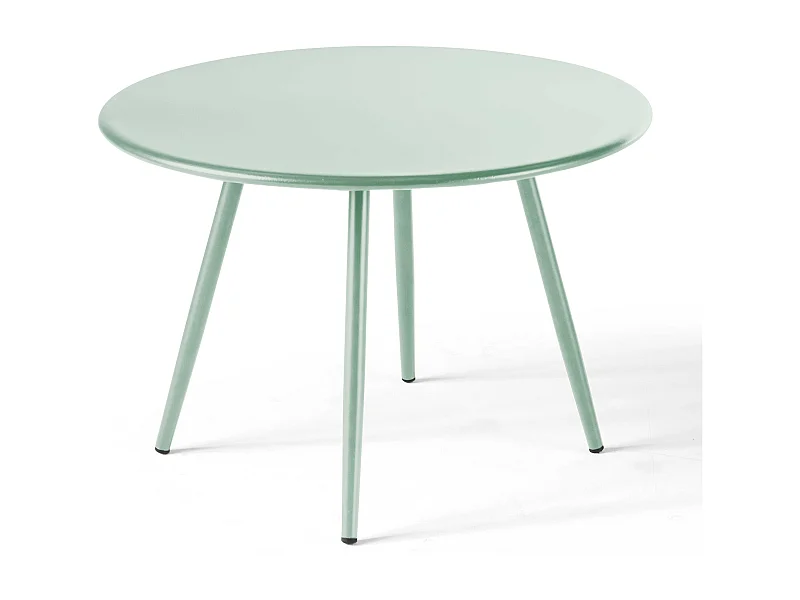 Ronde salontafel voor in de tuin, groen saliekleurig metaal, 40 cm