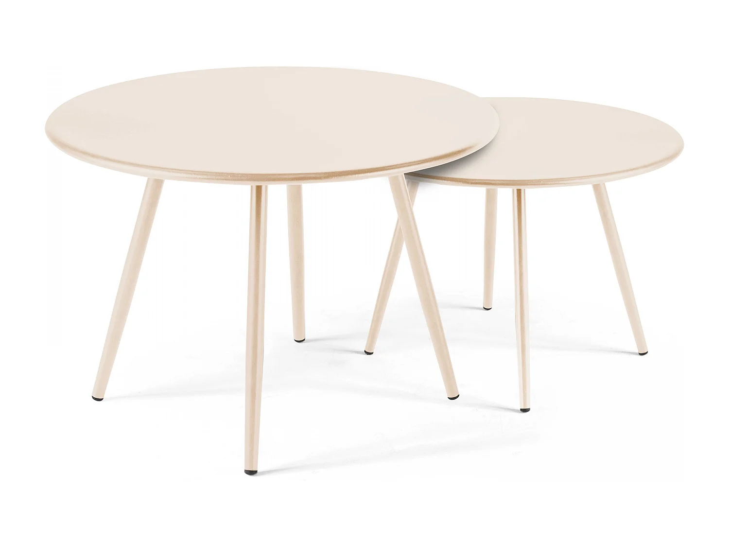 Table basse de jardin ronde en métal ivoire 50 cm - Palavas