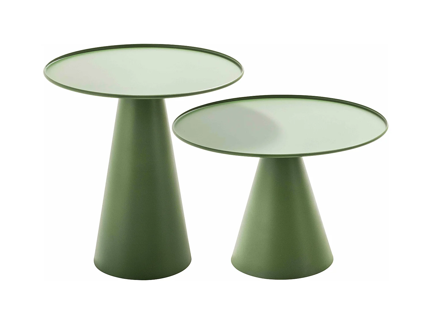Lot de 2 tables basses de jardin rondes vert cactus
