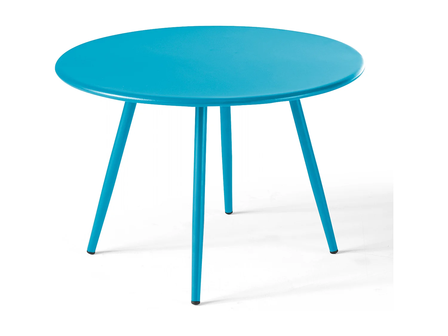 Table basse de jardin ronde en métal bleu 50 cm - Palavas