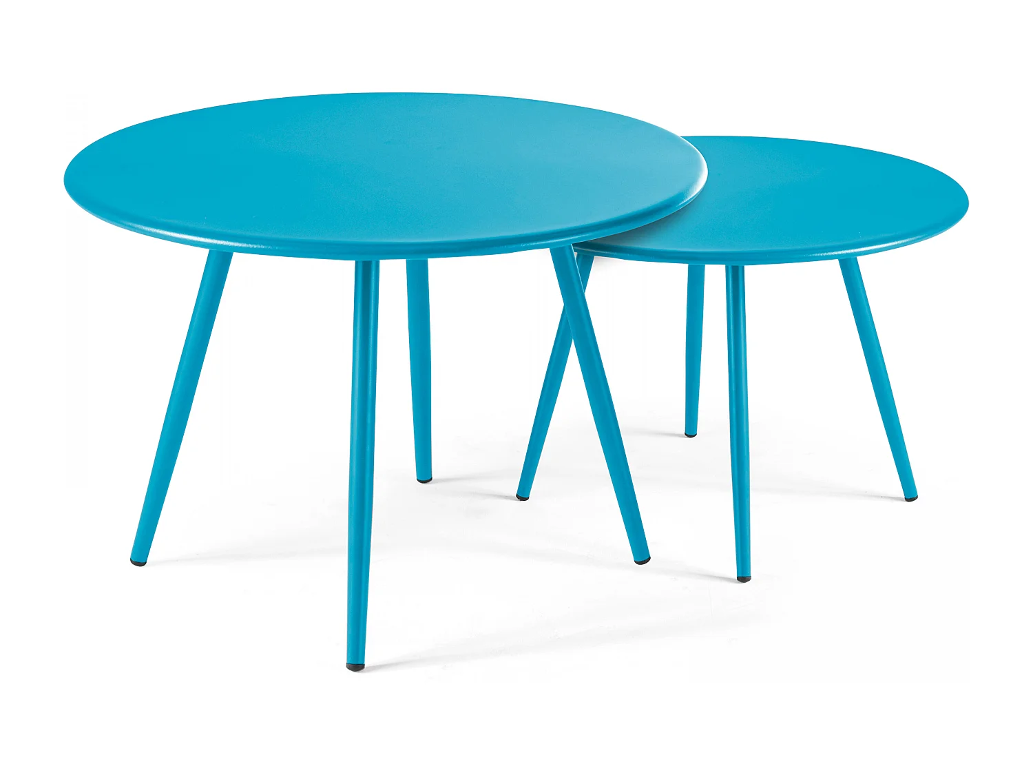 Table basse de jardin ronde en métal bleu 50 cm - Palavas