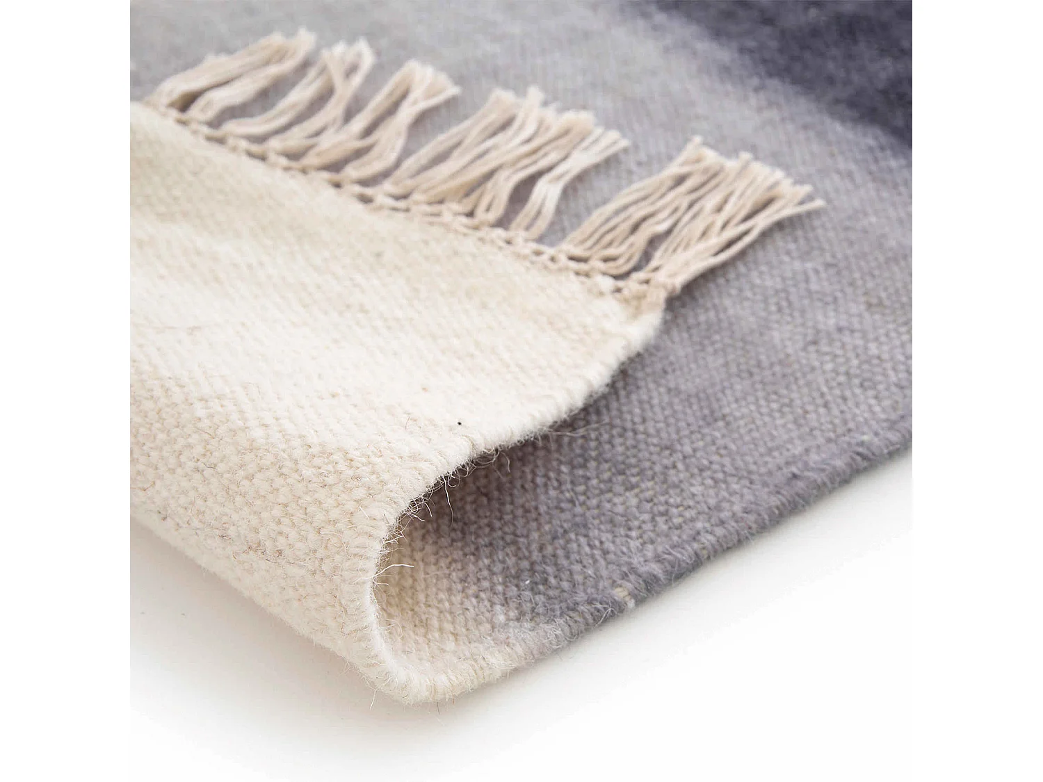 Tapis rectangulaire en laine tissé à plat bleu 120 x 170 cm