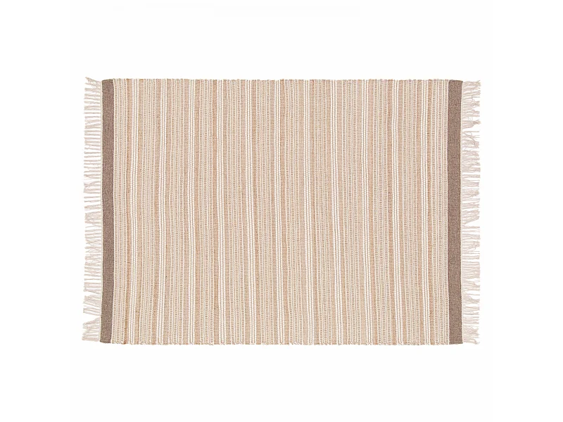 Tapis rectangulaire rayé en laine et jute tissé à plat 160 x 230 cm