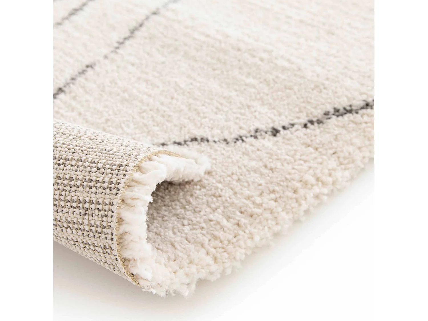 Tapis rectangulaire motif berbère à poils courts écru 120 x 170 cm