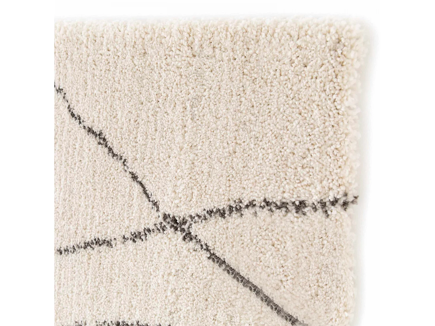 Tapis rectangulaire motif berbère à poils courts écru 120 x 170 cm