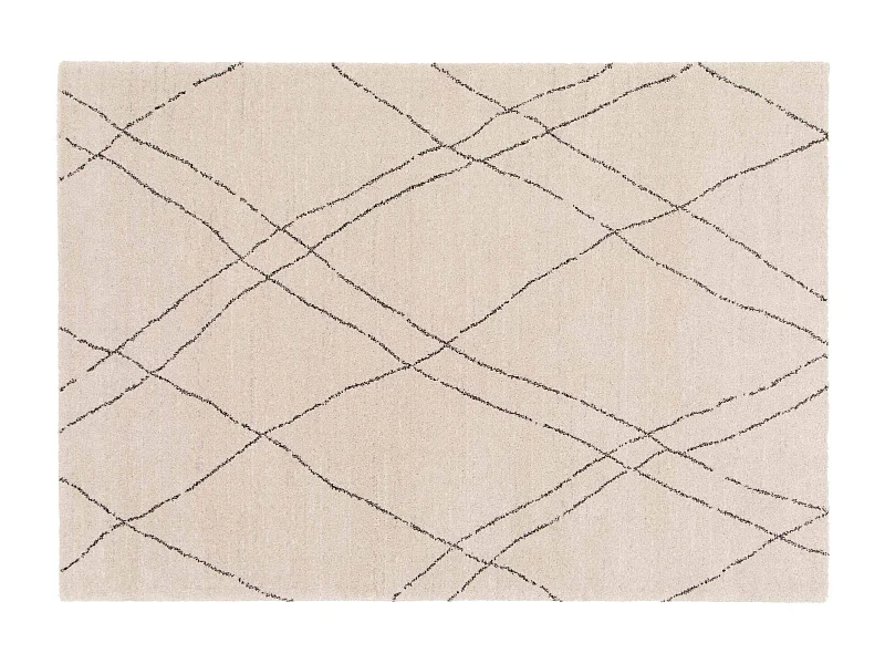 Tapis rectangulaire motif berbère à poils courts écru 120 x 170 cm