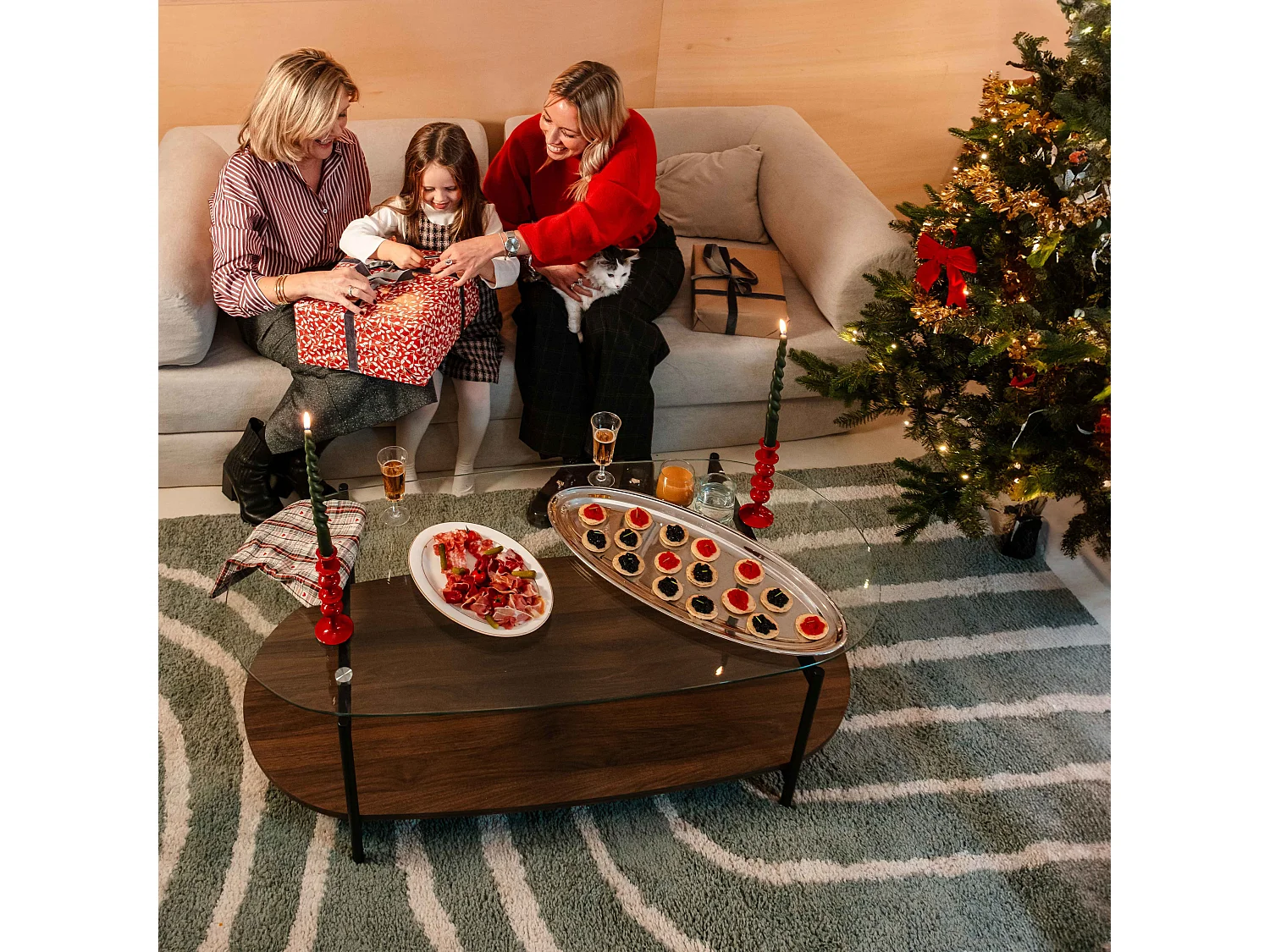 Tapis rectangulaire motif arc-en-ciel vert céladon 100 x 150 cm