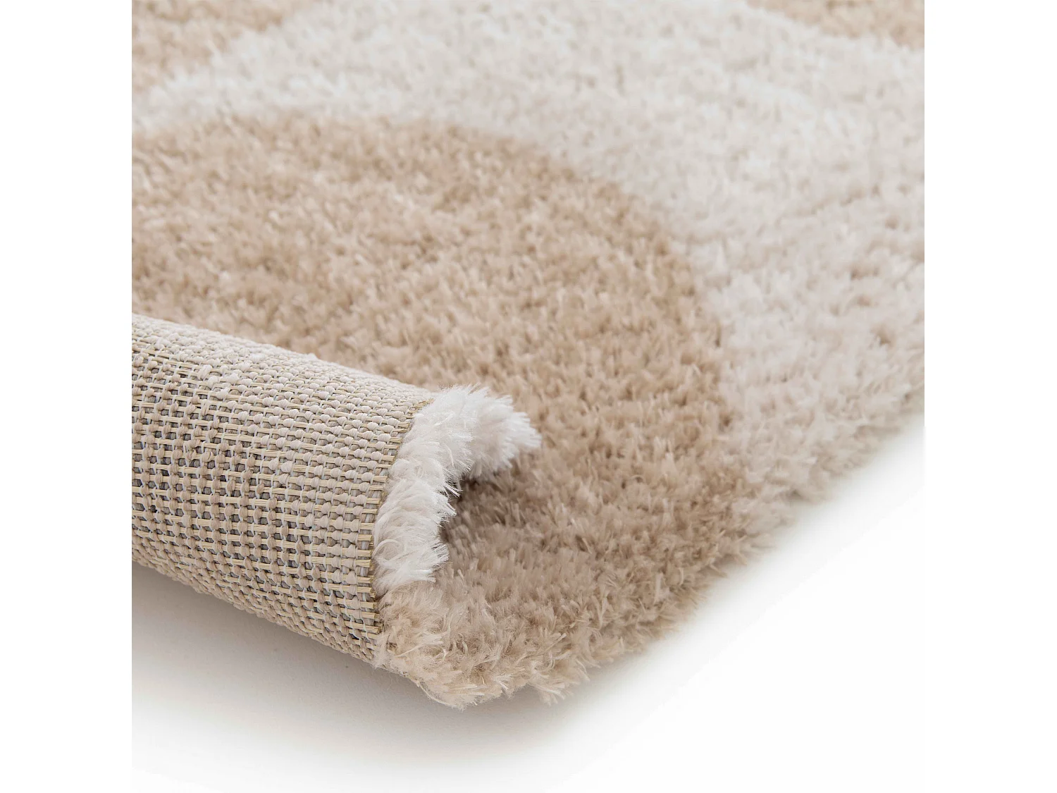 Tapis rectangulaire motif seventies écru et beige 120 x 170 cm