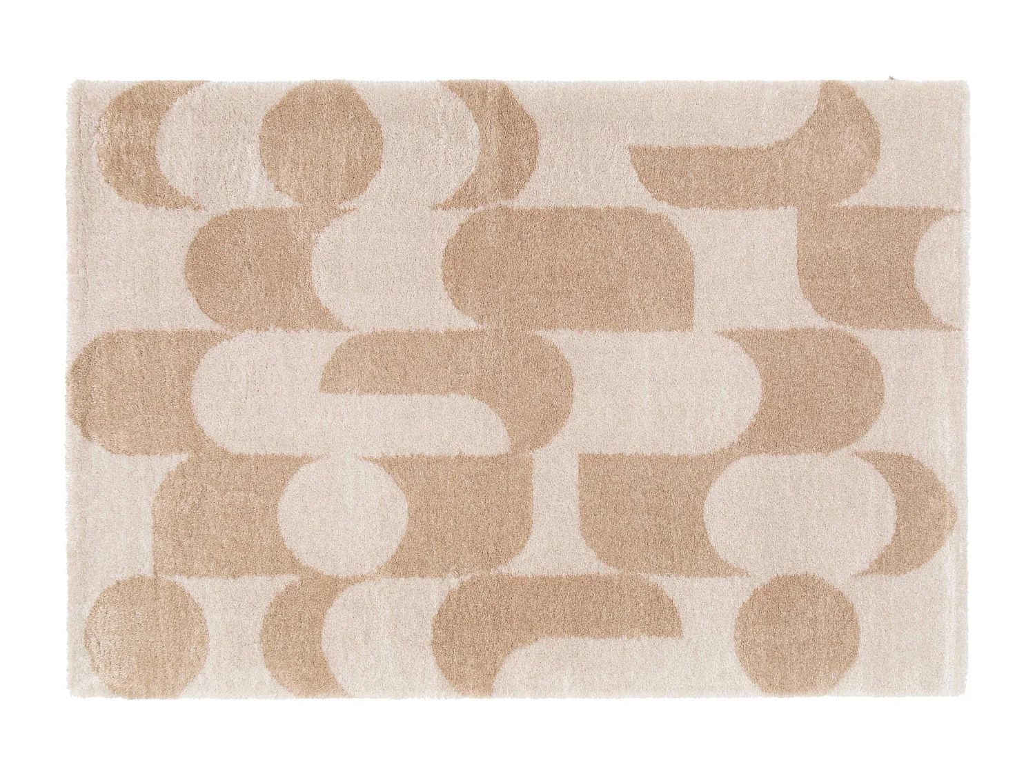 Tapis rectangulaire motif seventies écru et beige 120 x 170 cm