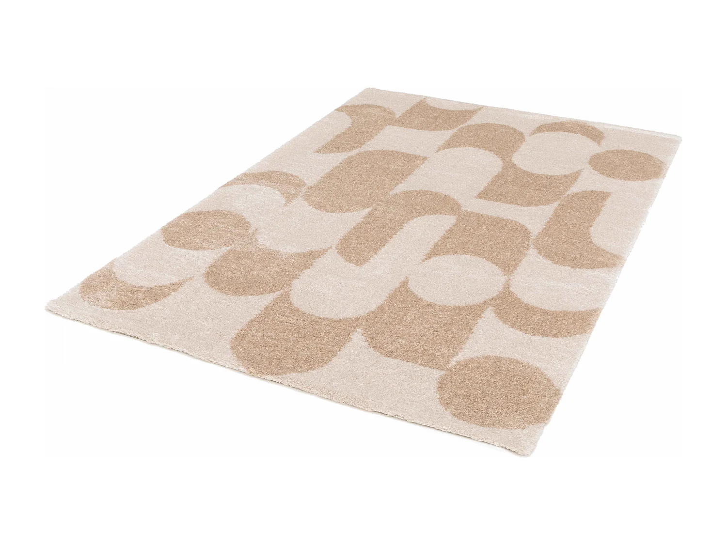 Tapis rectangulaire motif seventies écru et beige 120 x 170 cm