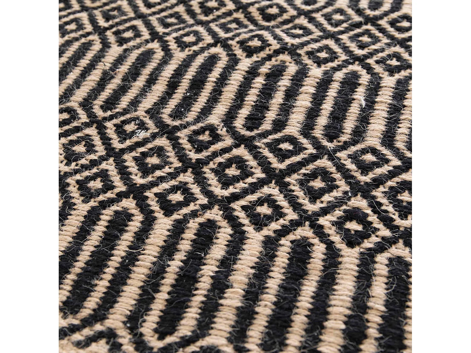 Tapis à franges en jute naturel tissé main noir 160 x 230 cm