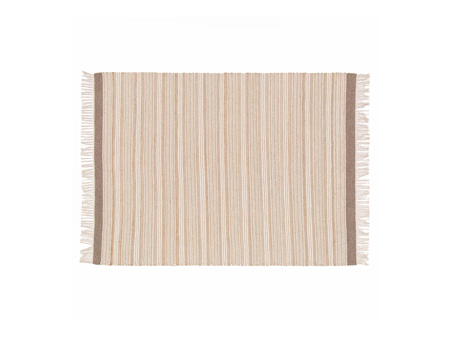 Tapis rectangulaire rayé en laine et jute tissé à plat 80 x 200 cm