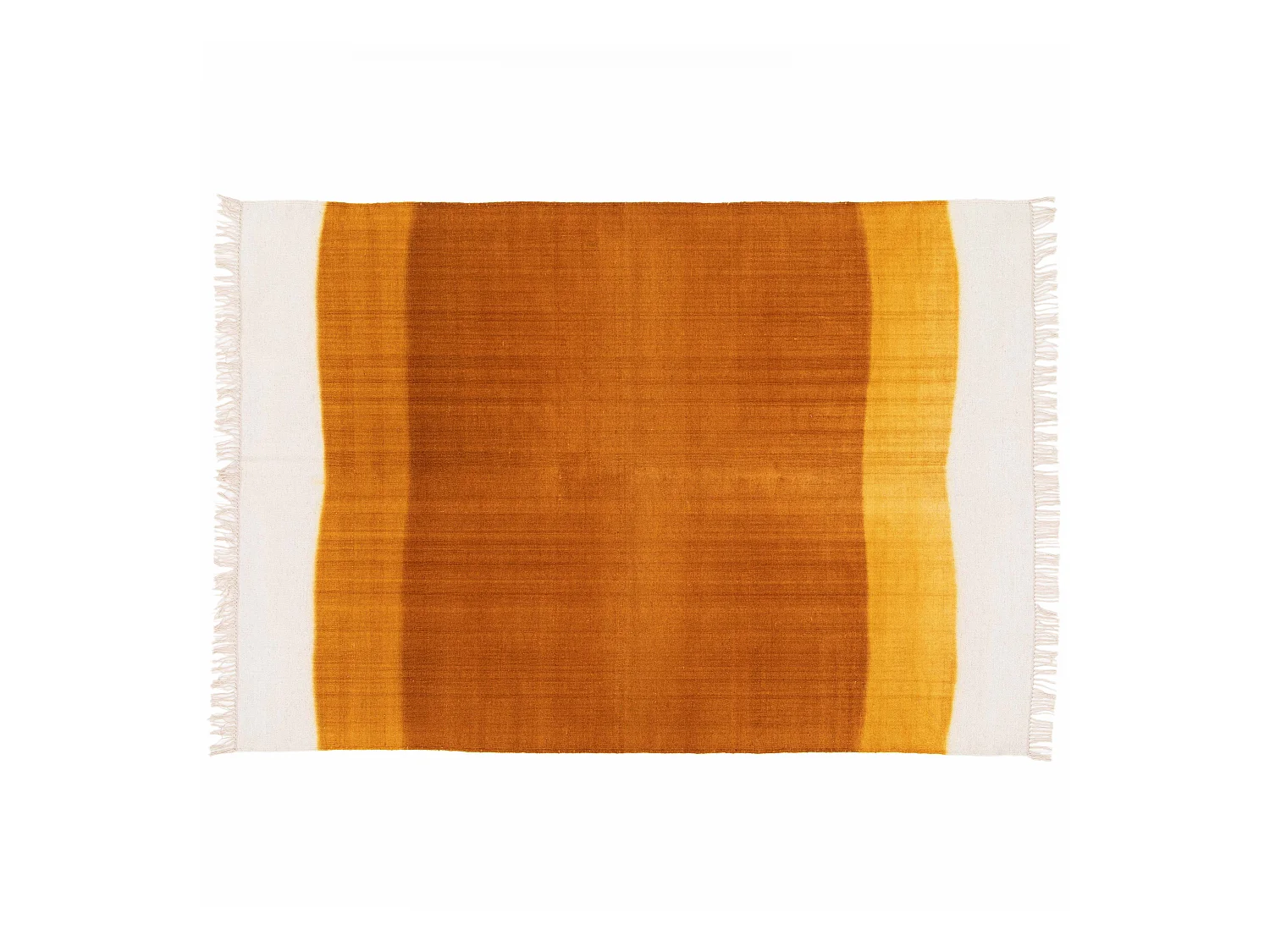 Tapis rectangulaire en laine tissé à plat jaune/ orange 160 x 230 cm