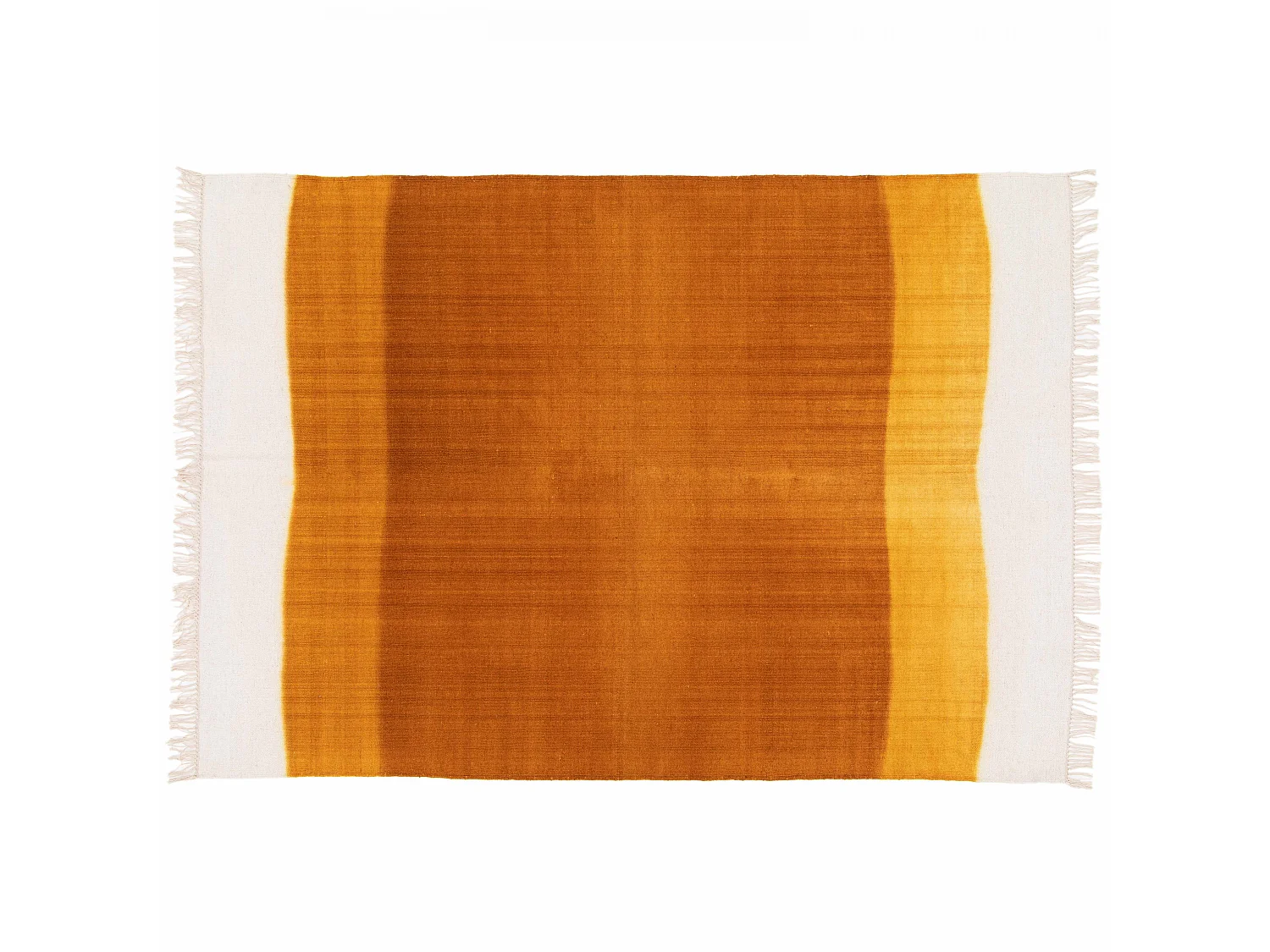 Tapis rectangulaire en laine tissé à plat jaune/ orange 160 x 230 cm