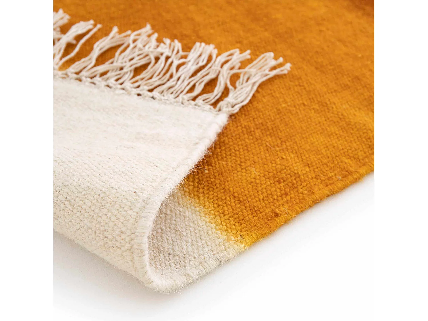 Tapis rectangulaire en laine tissé à plat jaune/ orange 160 x 230 cm