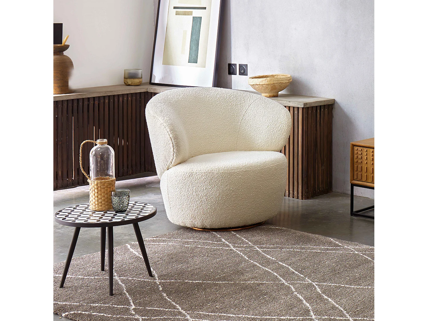 Tapis rectangulaire motif berbère gris anthracite 120 x 170 cm