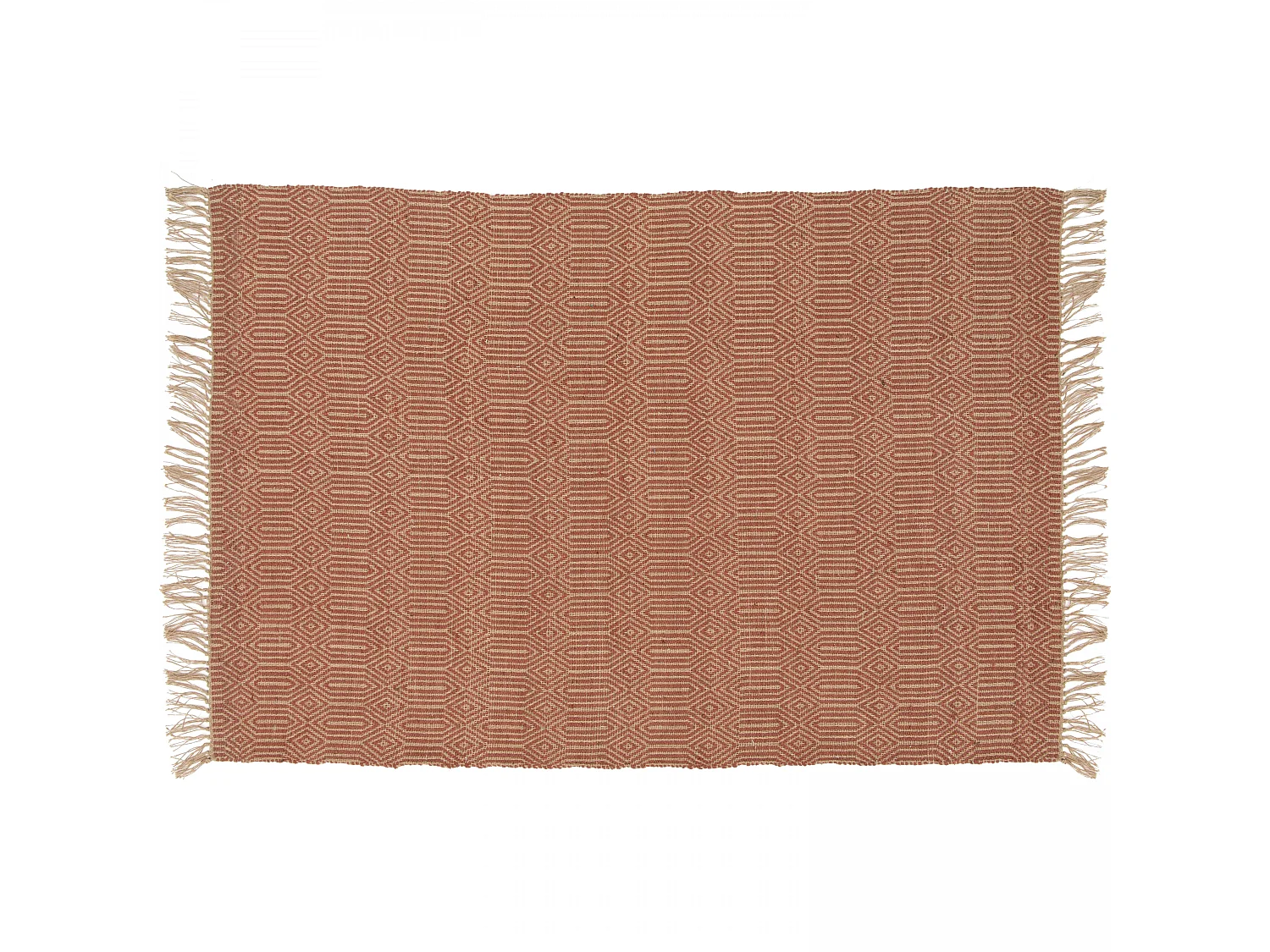 Tapis à franges en jute naturel tissé main terracotta 160 x 230 cm