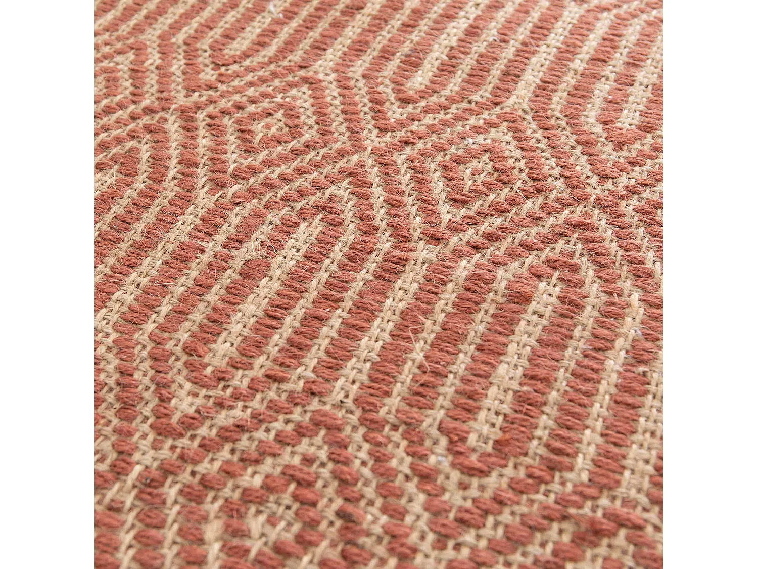Tapis à franges en jute naturel tissé main terracotta 160 x 230 cm