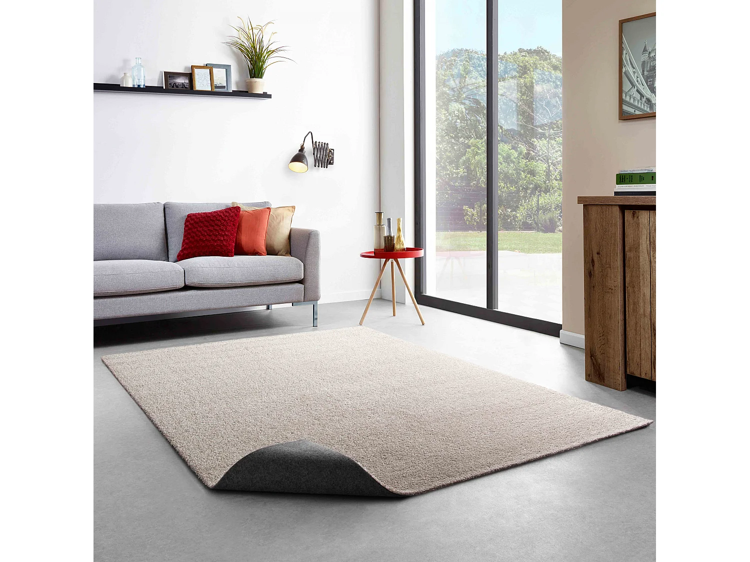 Tapis uni à poils longs en polypropylène 160 x 230 cm sable