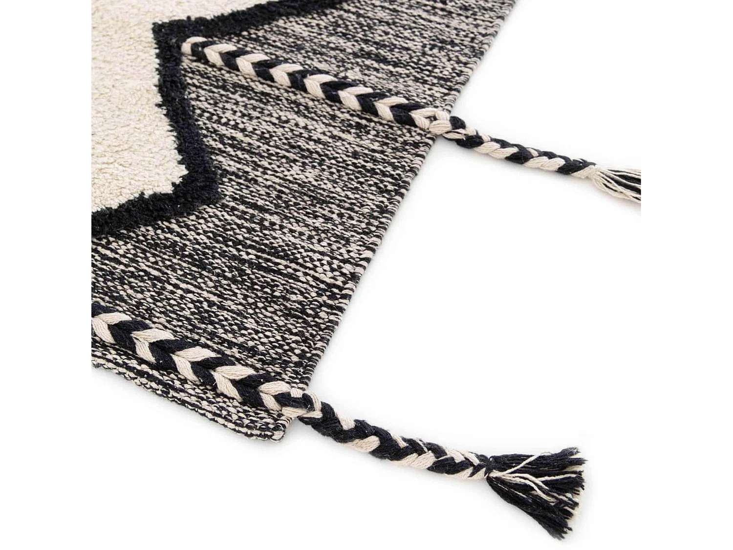 Tapis rectangulaire berbère en coton tufté à franges 160 x 230 cm