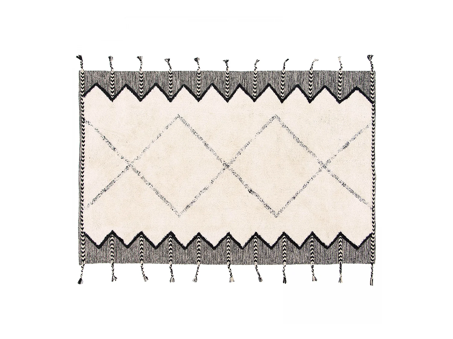 Tapis rectangulaire berbère en coton tufté à franges 160 x 230 cm