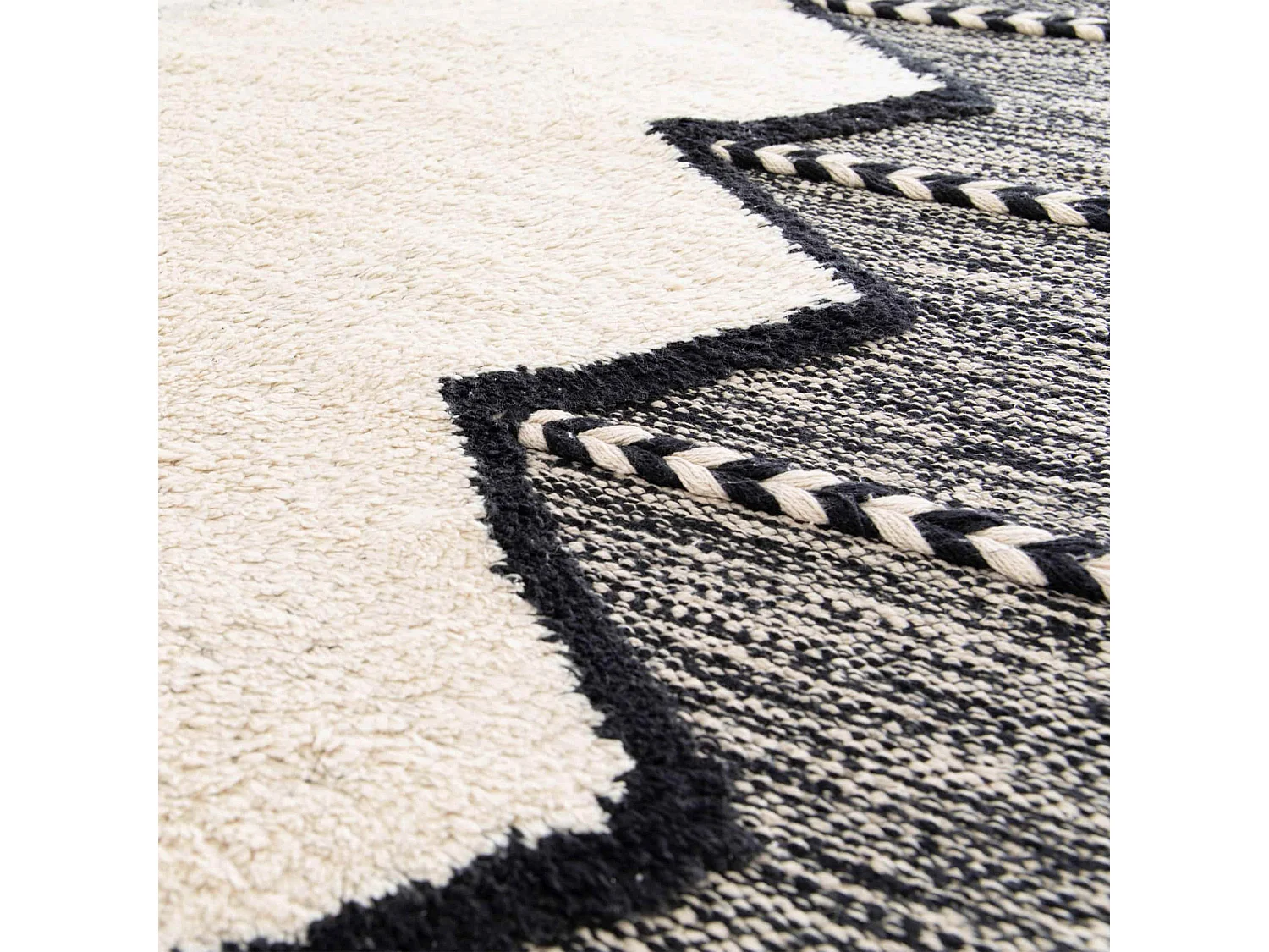 Tapis rectangulaire berbère en coton tufté à franges 160 x 230 cm