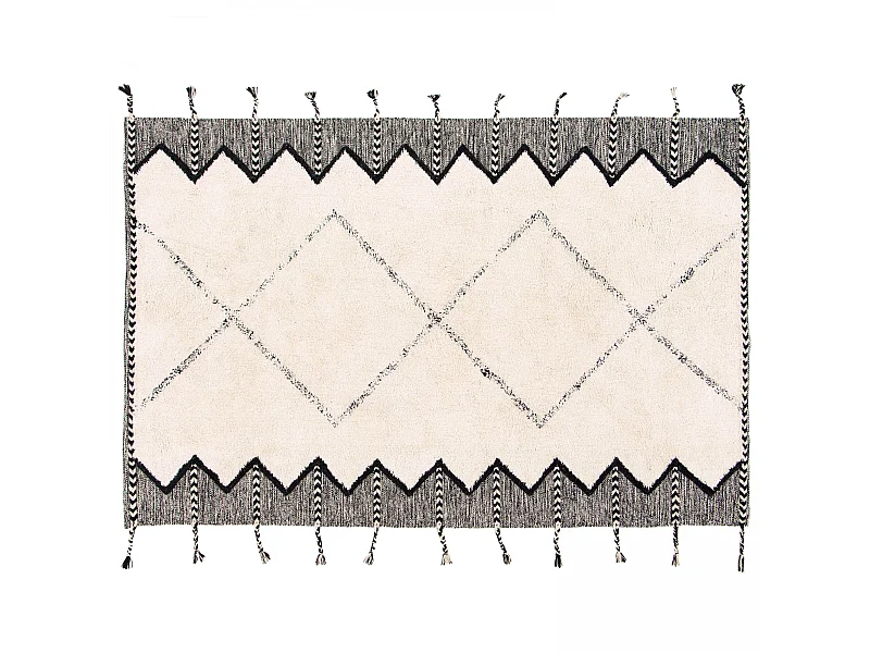 Tapis rectangulaire berbère en coton tufté à franges 160 x 230 cm