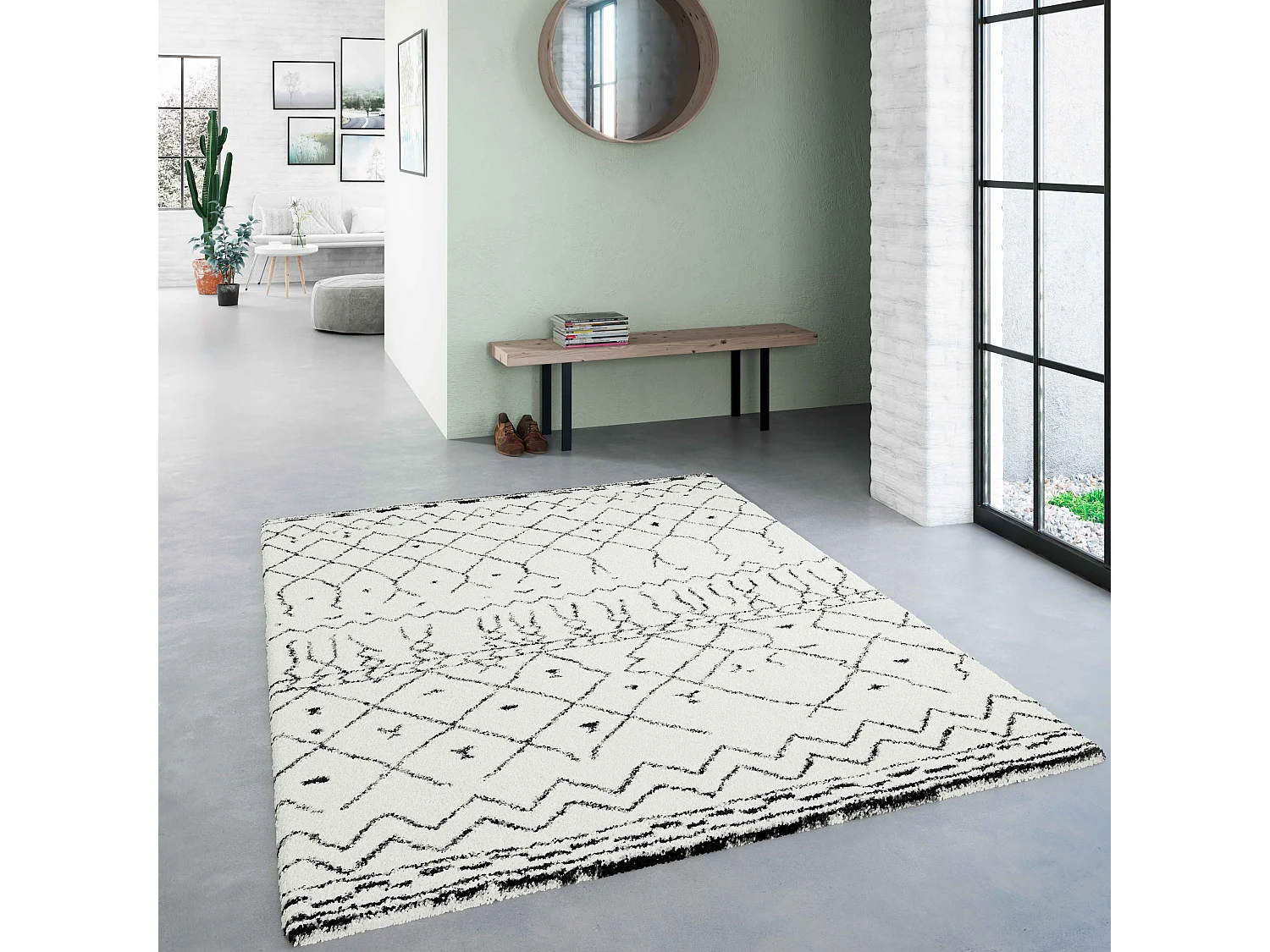 Witte langharige tapijt van polypropyleen, 200 x 290 cm