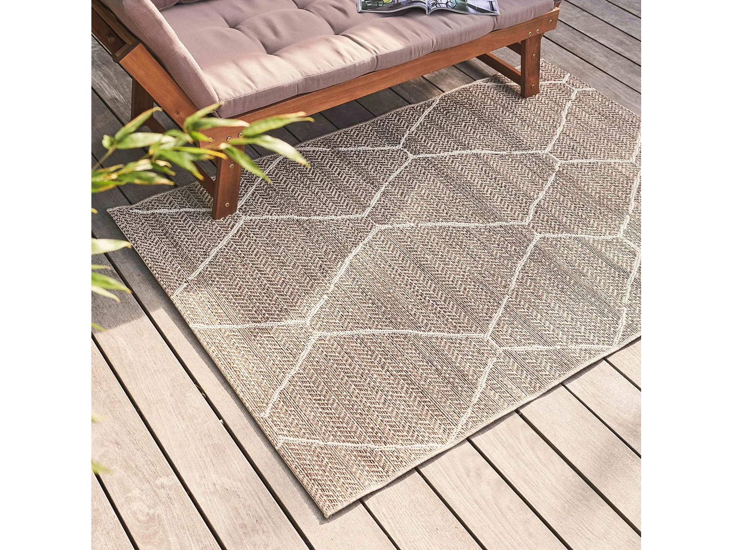 Tapis d'extérieur polypropylène 160 x 230 cm beige