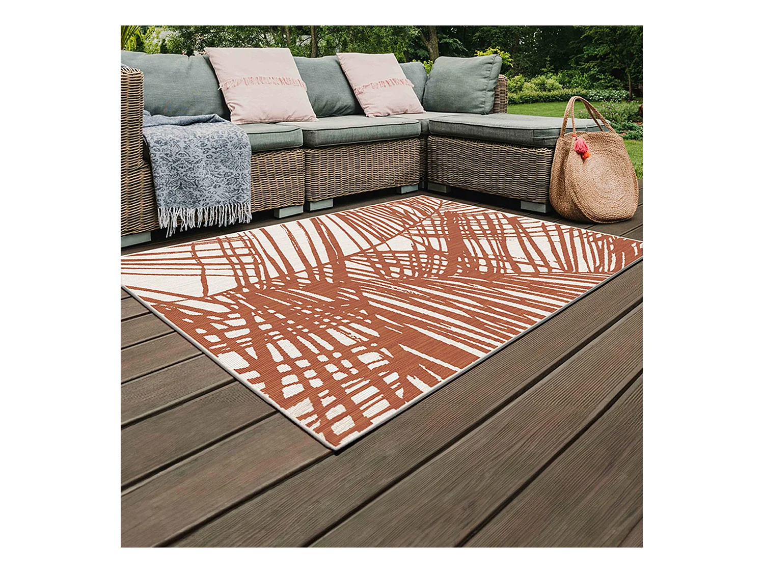 Tapis d'extérieur en polypropylène 120 x 170 cm terracotta