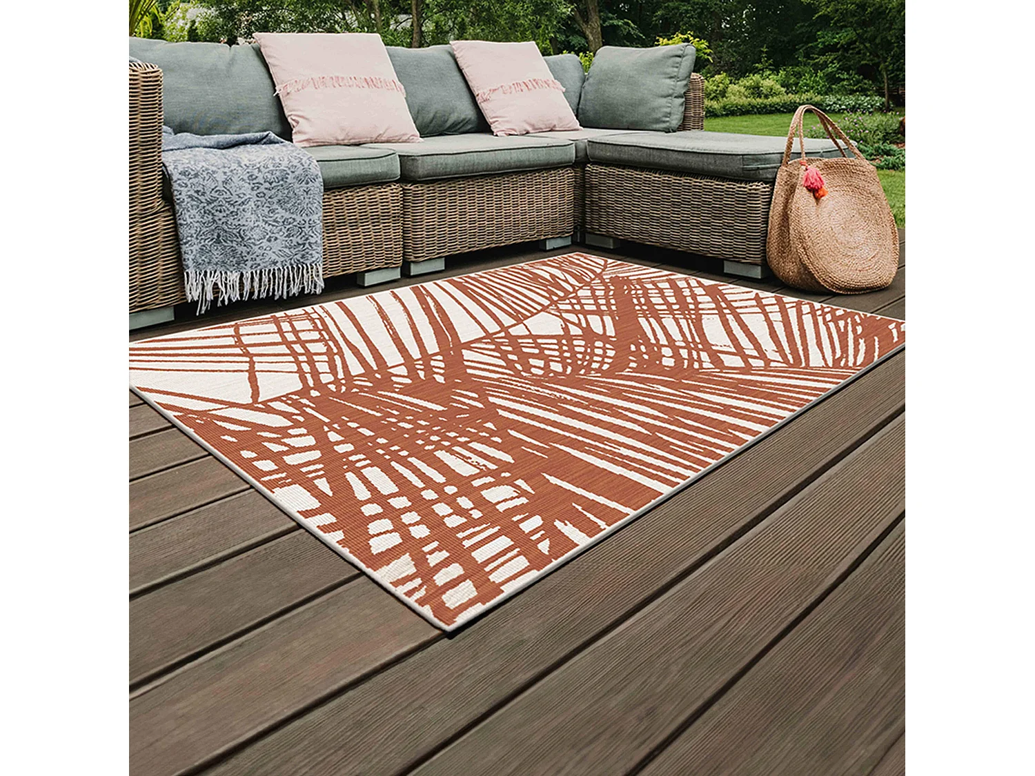 Tapis d'extérieur en polypropylène 120 x 170 cm terracotta