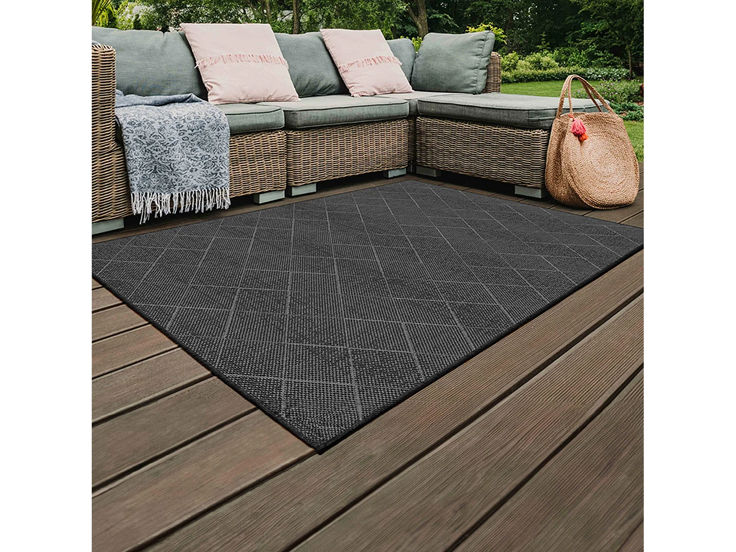 Tapis d'extérieur en polypropylène 160 x 230 cm noir