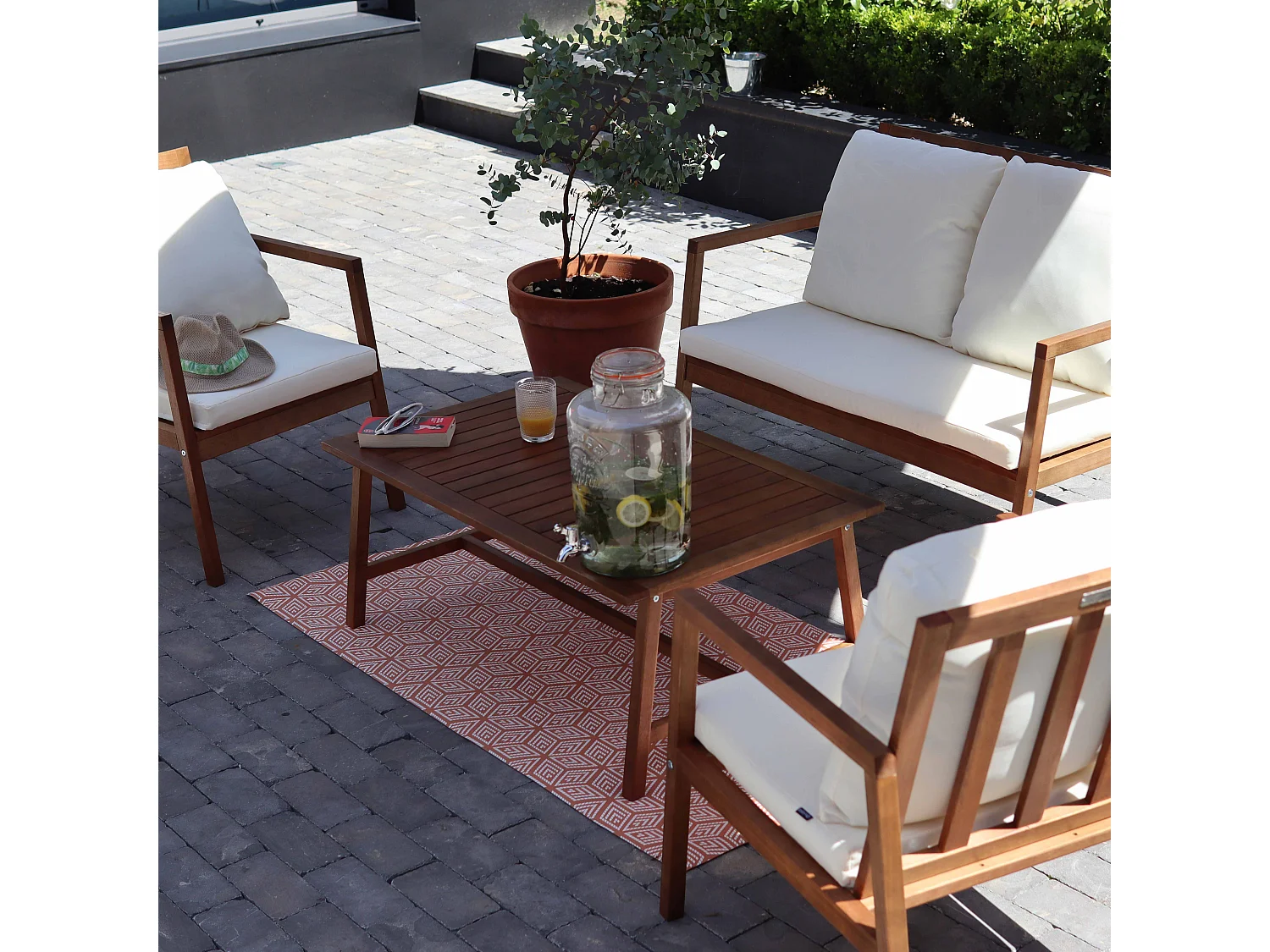 Tapis extérieur rectangulaire à motifs en PVC 80 x 148 cm